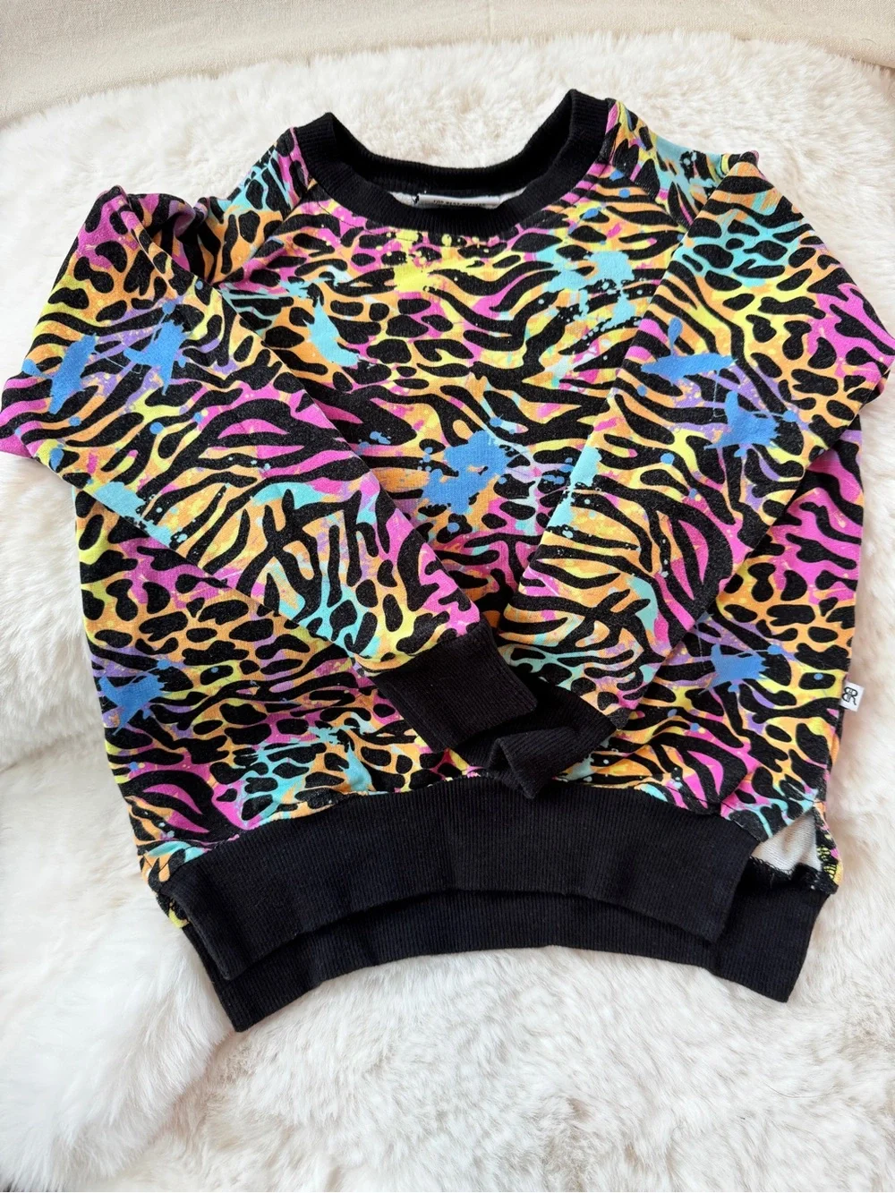 Bums & Roses Multicolor Animal Print Two Piece Jogger Set, Vibrant Rainbow, 2T